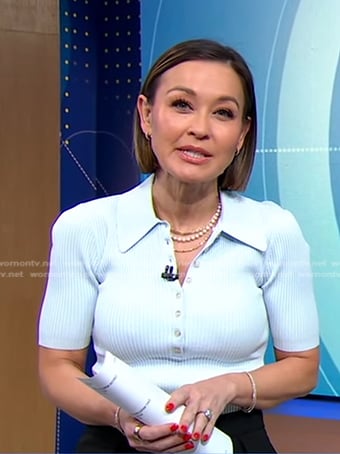 Eva’s light blue polo top on Good Morning America