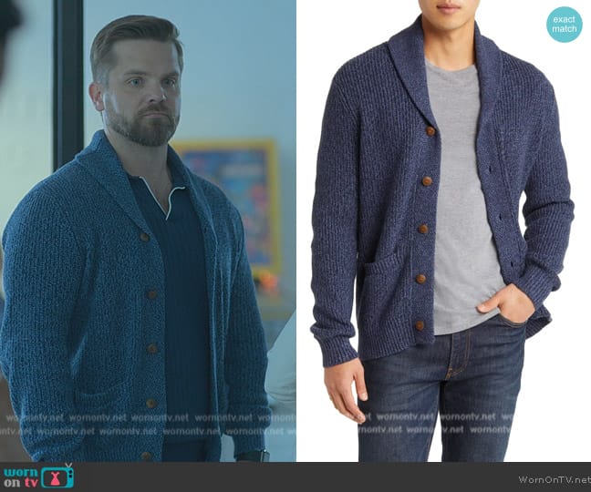 Faherty Marl Cotton Blend Cardigan worn by (T.J. Linnard) on Good Trouble