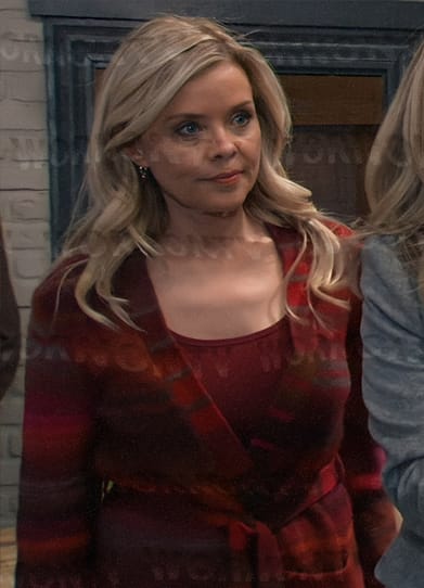 Felicia’s red striped cardigan on General Hospital