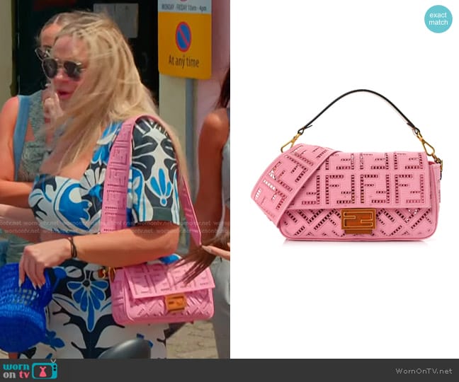 Fendi Embroidered Canvas Baguette Bag worn by Heather Gay on The Real Housewives of Salt Lake City