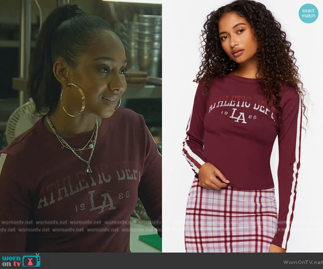Forver 21 Athletic Dept Graphic Baby Tee worn by (Tetona Jackson) on Good Trouble