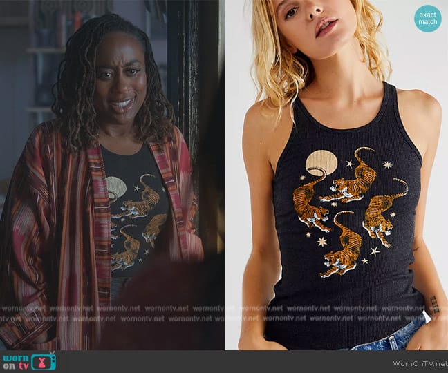 Free People Tiger Moon Tank worn by Malika Williams (Zuri Adele) on Good Trouble