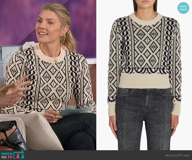 Golden Goose Diamond Jacquard Crop Wool Sweater worn by Amanda Kloots on The Talk