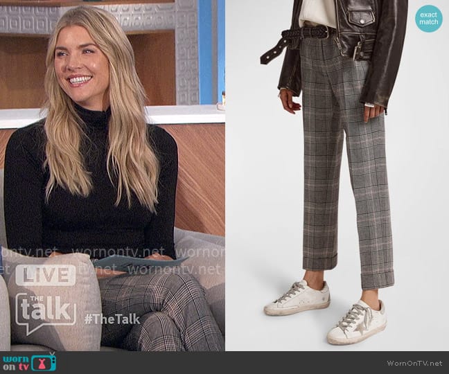 Golden Goose Prince Of Wales Wool-Blend Cigarette Pants worn by Amanda Kloots on The Talk