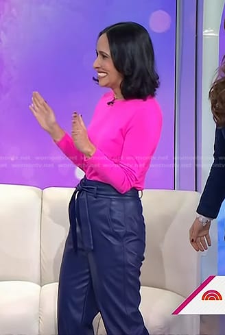 Grace Bastidas’s blue leather pants on Today