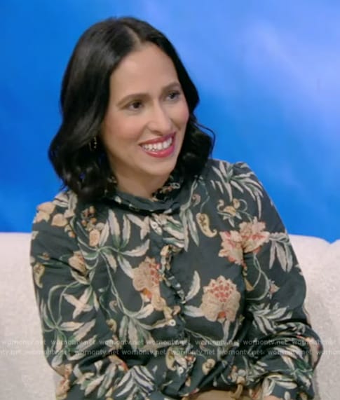Grace Bastidas’s green floral print blouse on Live with Kelly and Mark