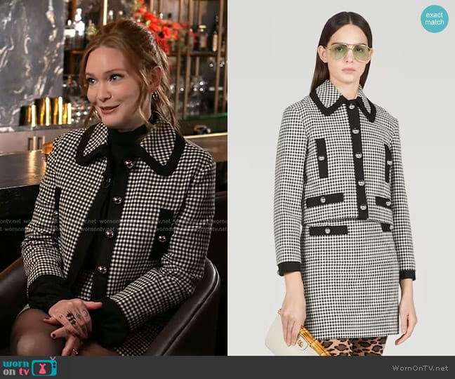 Gucci Gingham Tailored Jacket worn by Sarah J. Maas on Today