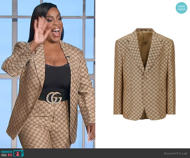 Gucci GG Canvas Blazer worn by Niecy Nash on The Talk