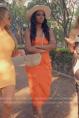 Guerdy’s orange pocket detail dress on The Real Housewives of Miami