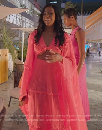 Guerdy’s pink pleated cutout dress on The Real Housewives of Miami