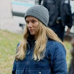 Hailey’s denim bomber jacket with fleece collar on Chicago PD