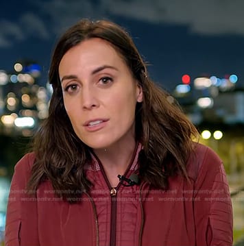 Hallie Jackson’s red zip jacket on NBC News Daily