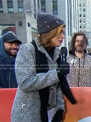 Hoda’s black embellished beanie on Today