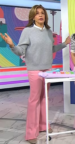 Hoda’s grey sweater and pink flare jeans on Today