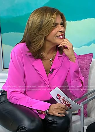 Hoda’s pink notch collar blouse on Today