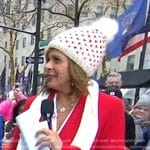 Hoda’s white heart knit pom pom beanie on Today