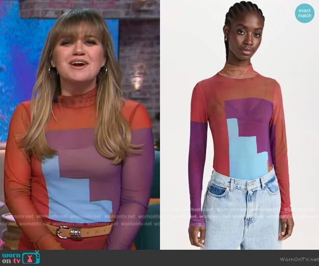 House of Aama Night Sky Turtleneck Top worn by Kelly Clarkson on The Kelly Clarkson Show