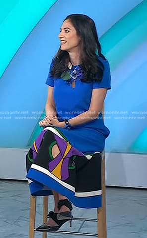 Jacqui Gifford’s blue print dress on Today