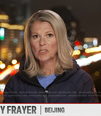 Janis’s navy diagonal padded jacket on Today