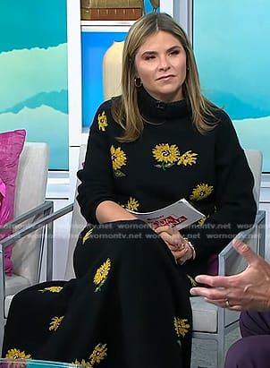 Jenna’s black floral sweater and knit skirt on Today