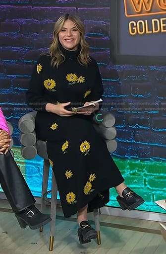 Jenna’s black floral sweater and knit skirt on Today