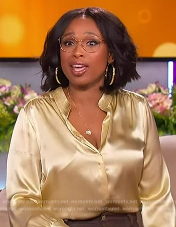 Jennifer’s gold satin blouse on The Jennifer Hudson Show