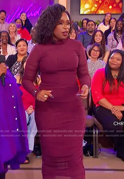 Jennifer’s burgundy mesh dress on The Jennifer Hudson Show
