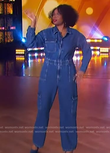 Jennifer’s denim jumpsuit on The Jennifer Hudson Show