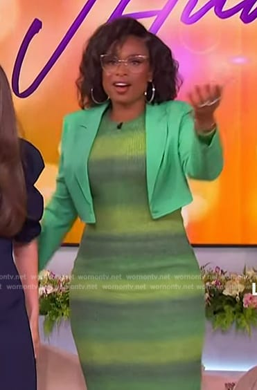 Jennifer’s green stripe knit dress on The Jennifer Hudson Show