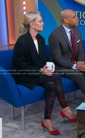 Jennifer’s black and red printed leggings on Good Morning America