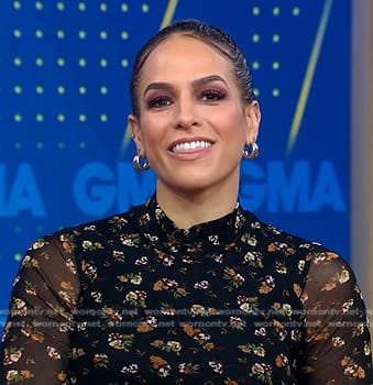 Jess Sims’ black floral mesh dress on Good Morning America