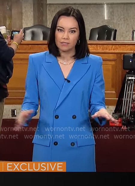 Jo Ling Kent’s blue blazer dress on CBS Mornings