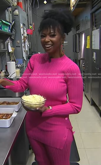 Jocelyn Delk Adams’s pink ribbed sweater and pants on Today
