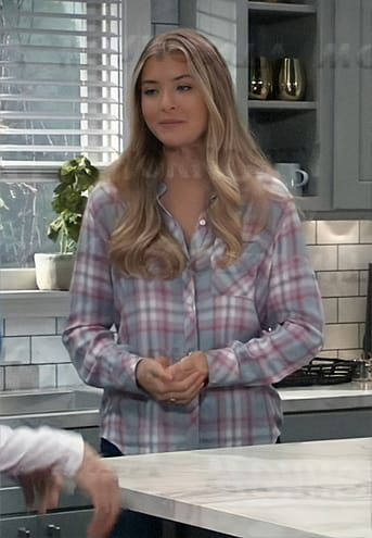 Josslyn’s pink plaid shirt on General Hospital