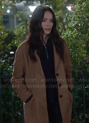 Julia’s brown suede coat on Extended Family