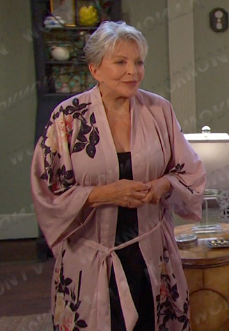 Julie’s pink floral robe on Days of our Lives