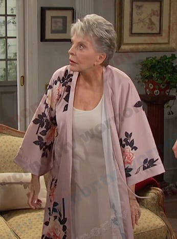 Julie’s pink floral robe on Days of our Lives