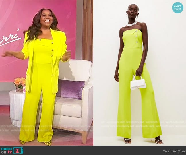 Karen Millen Compact Stretch Viscose Bandeau Jumpsuit worn by Sherri Shepherd on Sherri