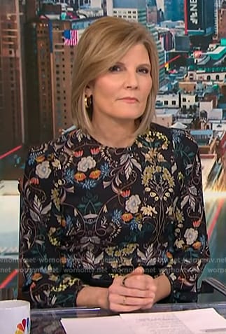 Kate Snow’s black floral dress on NBC News Now