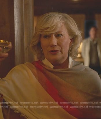 Katherine’s stripe fringe dress on Death and Other Details