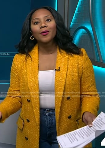 Kay Angrum’s yellow tweed blazer on NBC News Daily