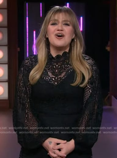 Kelly’s black lace maxi dress on The Kelly Clarkson Show