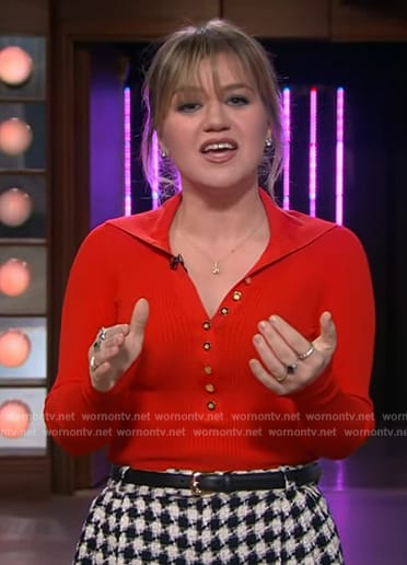 Kelly’s red polo sweater on The Kelly Clarkson Show
