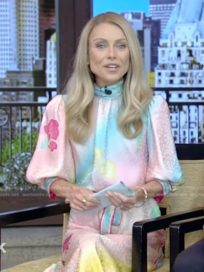 Kelly’s rainbow printed dress on Live with Kelly and Ryan