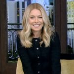 Kelly’s black tweed button down dress on Live with Kelly and Mark