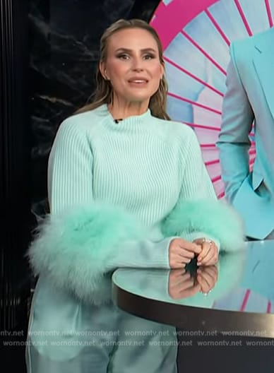 Keltie’s blue fur cuff sweater on E! News