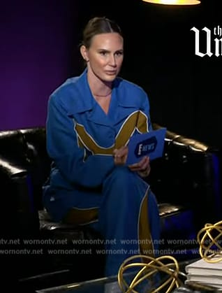Keltie’s blue jacket and pants on E! News