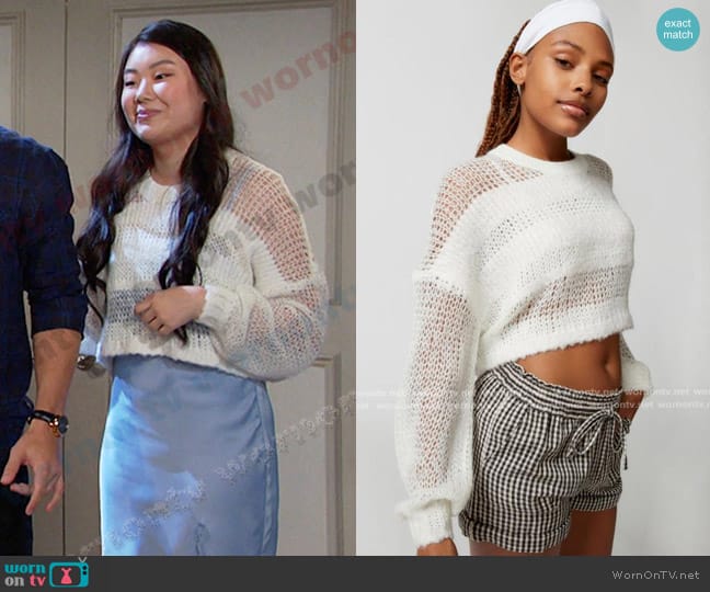 Kimchi Blue Kingston Pullover Sweater in Ivory worn by Wendy Shin (Victoria Grace) on Days of our Lives