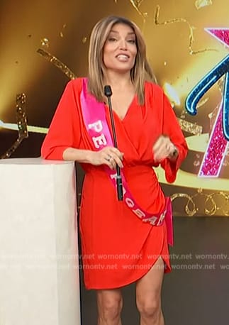 Kit’s red mini wrap dress on Access Hollywood