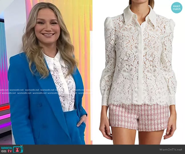 L'Agence Jenica Lace Blouse in Ivory worn by Jennifer Nettles on Today